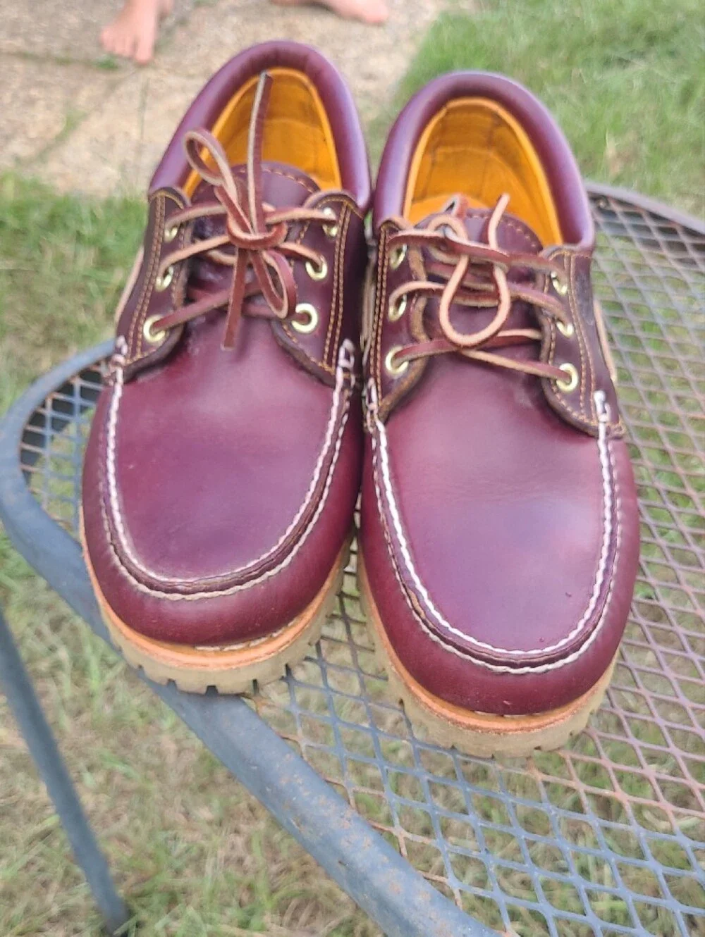 Timberland Men's Brown Leather Boat Shoes with Tan Crepe Sole Size Mens 9.5m